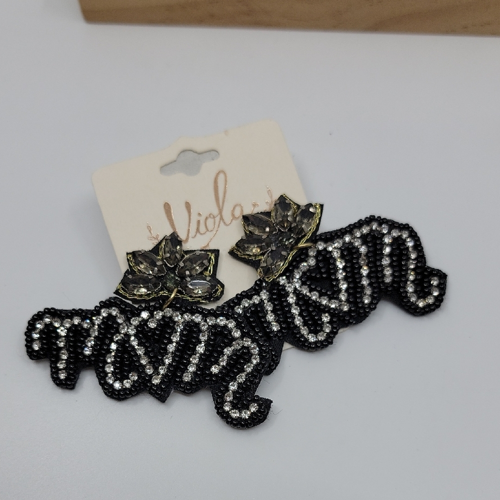 Black and Silver Beaded Hair Clip